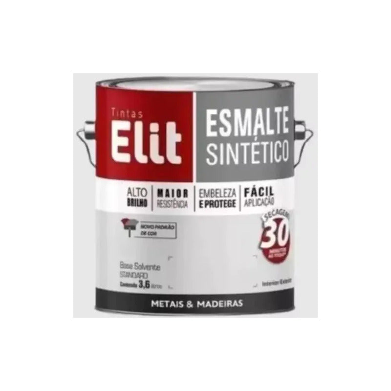 Tinta Esmalte Elit Preto Brilhante Sintético 3.6l Madeiras Metais