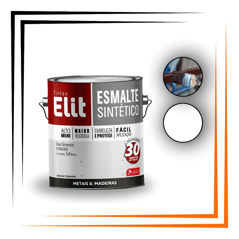 Esmalte Sintético Elit 3,6l Brilho Proteção E Secagem Rapida Branco Brilhante
