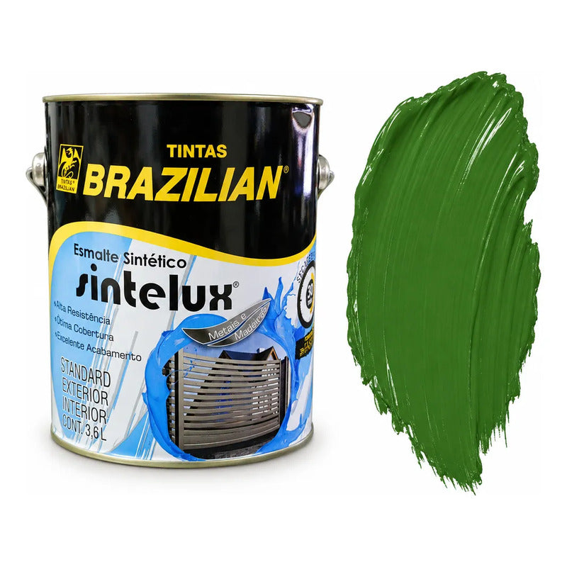 Esmalte Sintético Sintelux Alto Brilho  Brazilian Tintas 3,6 Verde Folha Brilhante