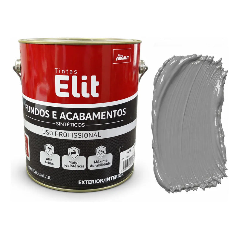 Kit Elit: Esmalte Sintético Branco Brilhante 3,6l + Zarcão Cinza 3,6l