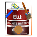 Kit Esmalte Sintético 3,6l + Rolo + Trincha Cores Elit Kit Marrom Conhaque Brilhante