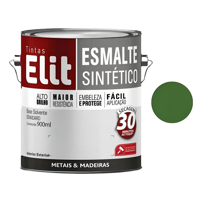 Tinta Esmalte Sintético Elit 3,6l Metais Madeiras Brilho Verde Folha Brilhante