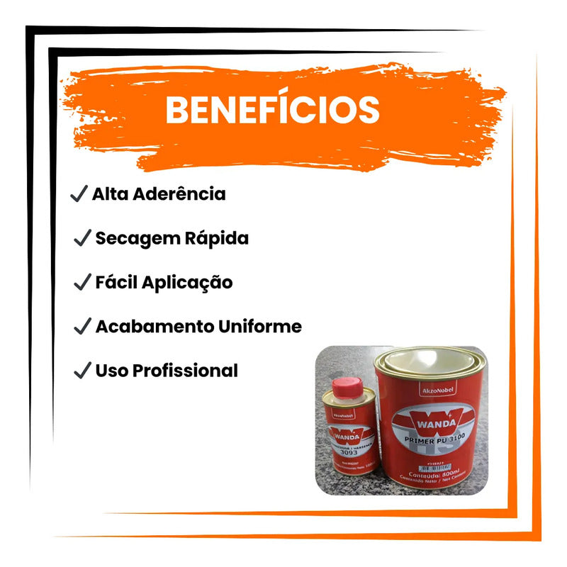 Primer Pu Wanda 3100 Automotivo + Catalisador Profissional