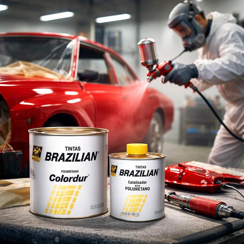 Tinta Pu Vermelho Bonanza 675ml + Catalisador Brazilia