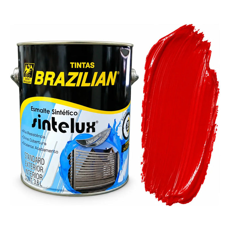 Esmalte Sintético Sintelux Alto Brilho  Brazilian Tintas 3,6 Vermelho Brilhante