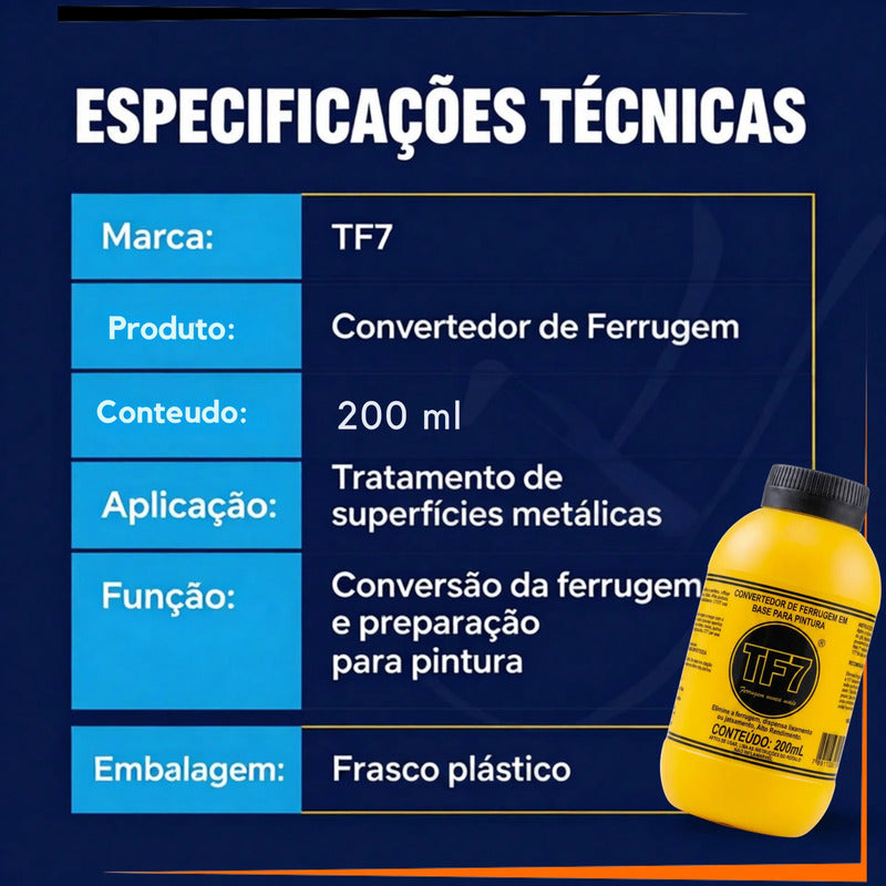 Convertedor De Ferrugem Tf7 200 Ml Neutralizador Ferrugem Amarelo