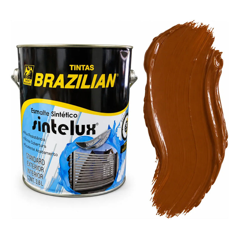 Esmalte Sintético Sintelux Alto Brilho  Brazilian Tintas 3,6 Marrom Conhaque Brilhante