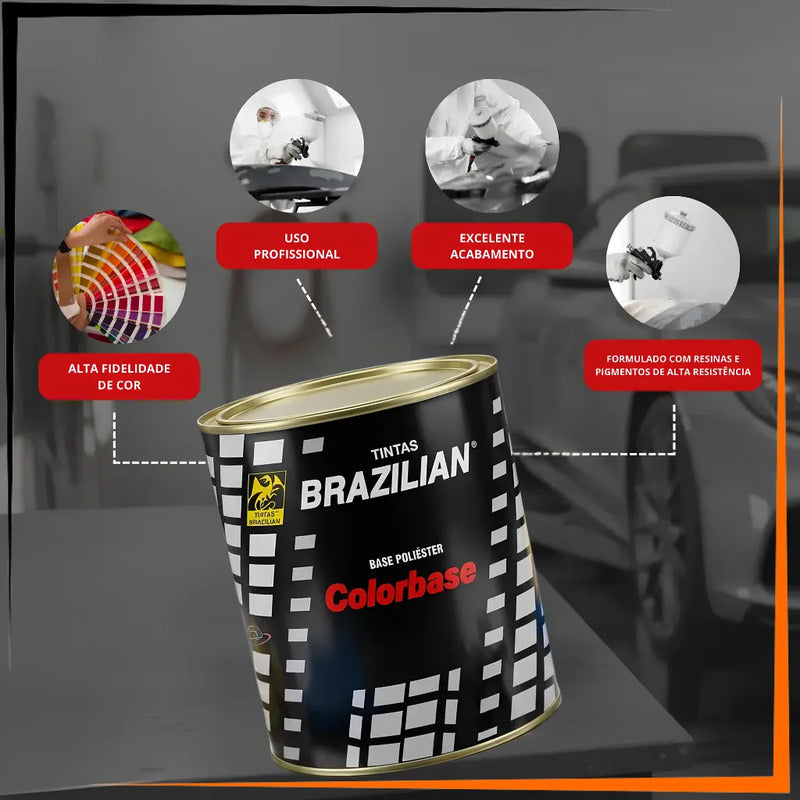 Tinta Base Poliéster Brazilian 900ml Tons De Vermelho Warm Silver Hyundai 97