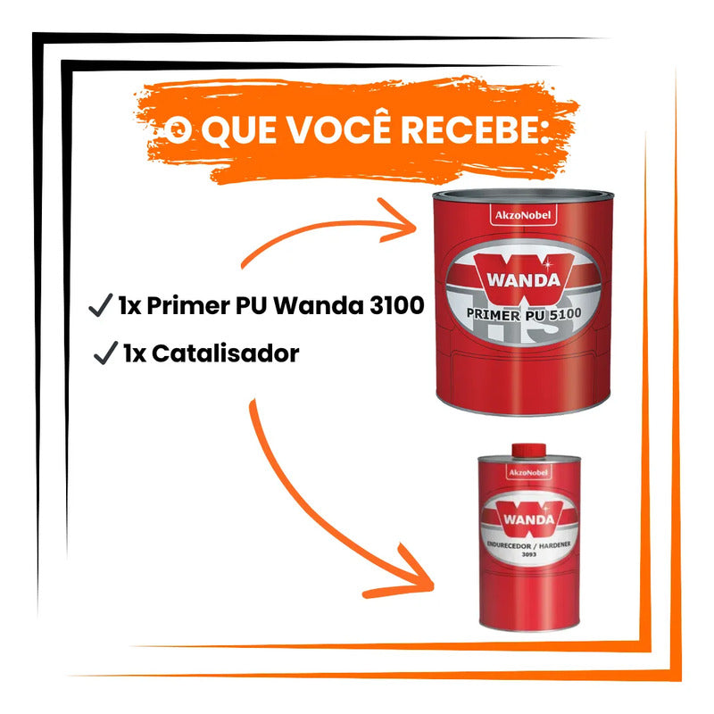 Primer Pu Wanda 5100 Automotivo + Catalisador Profissional