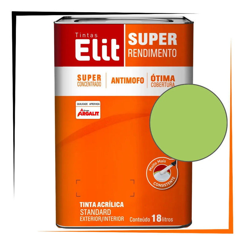 Tinta Acrílica Elit Super Rendimento 18l Exterior/interior Verde-limão