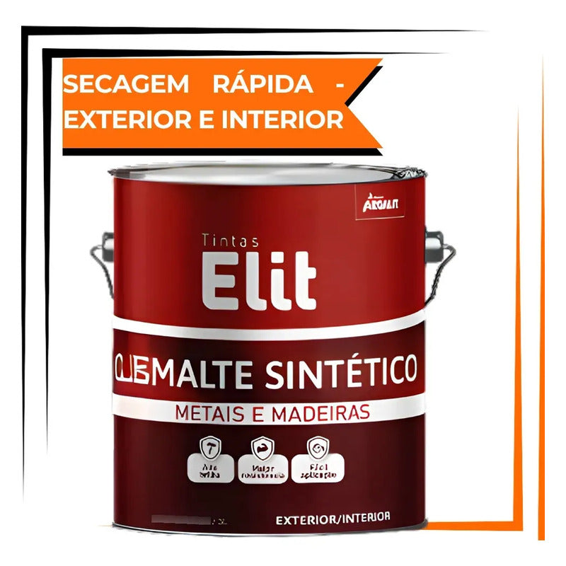 Tinta Esmalte Sintetico Elit 3,6l Secagem Rapida Alto Brilho Marrom Conhaque Brilhante
