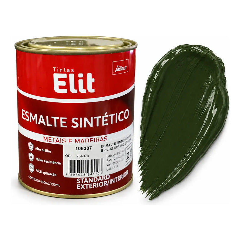 Esmalte Sintético Brilhante Elit 900ml Várias Cores Verde Colonial