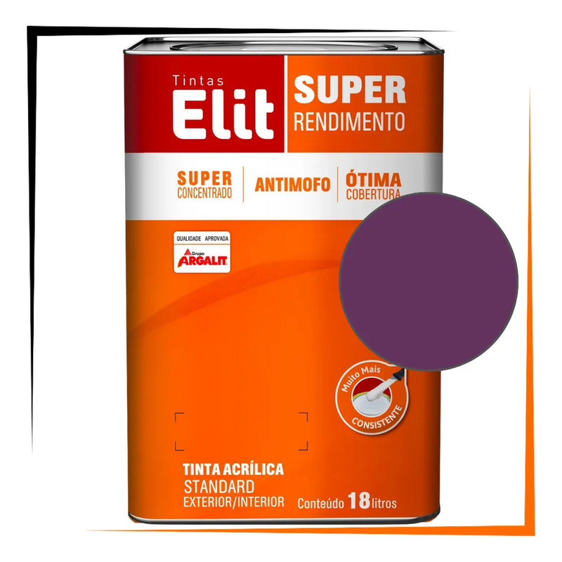 Tinta Acrílica Elit Super Rendimento 18l Exterior/interior Acaí