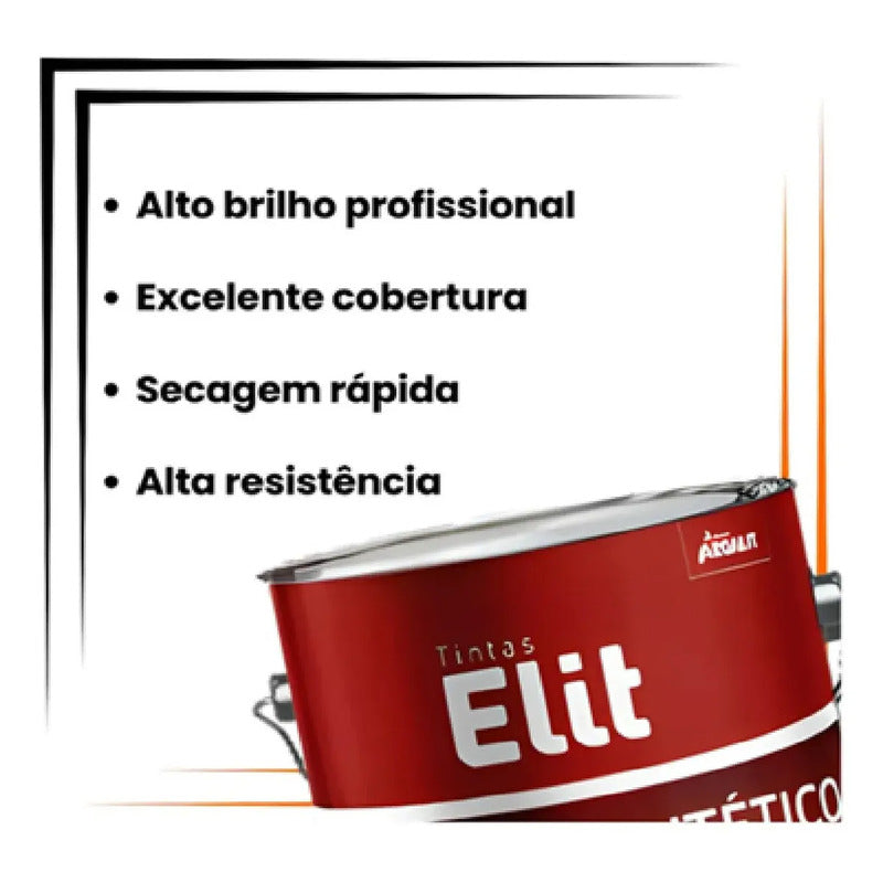 Tinta Esmalte Sintético Elit 3,6l Metais Madeiras Brilho Preto Brilhante