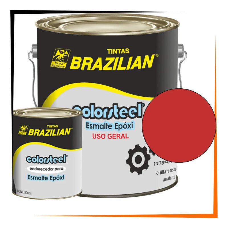 Tinta Epóxi Alta Resistência + Endurecedor 3,6l Kit Profissi Vermelho Segurança Brilhante