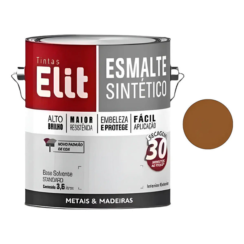 Esmalte Sintético Elit 3,6l Cores Brilhantes Metais/madeir Cor Marrom Conhaque