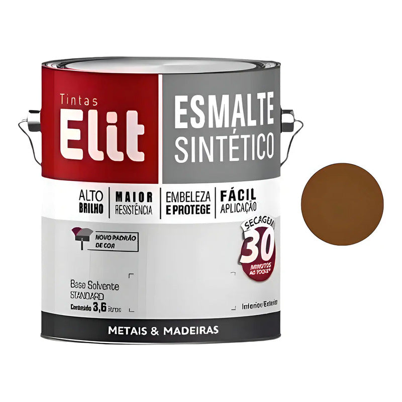 Tinta Esmalte Sintético Elit 3,6l Metais Madeiras Brilho Cor Tabaco