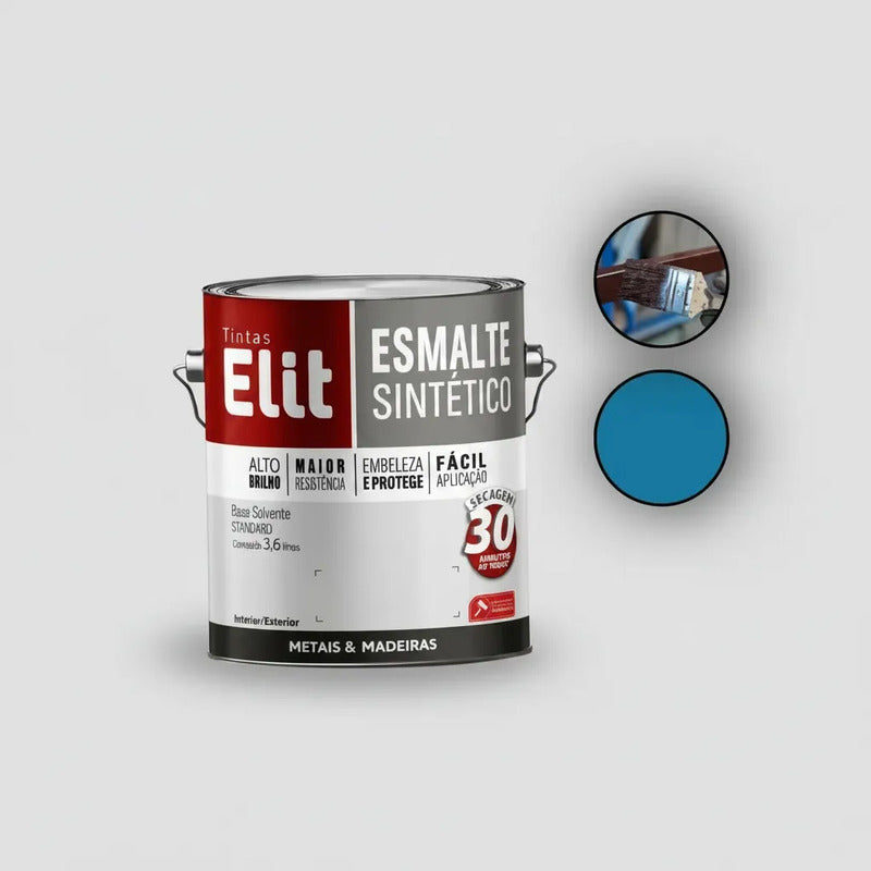 Tinta Esmalte Sintético Elit 3,6l Metais Madeiras Brilho Azul França