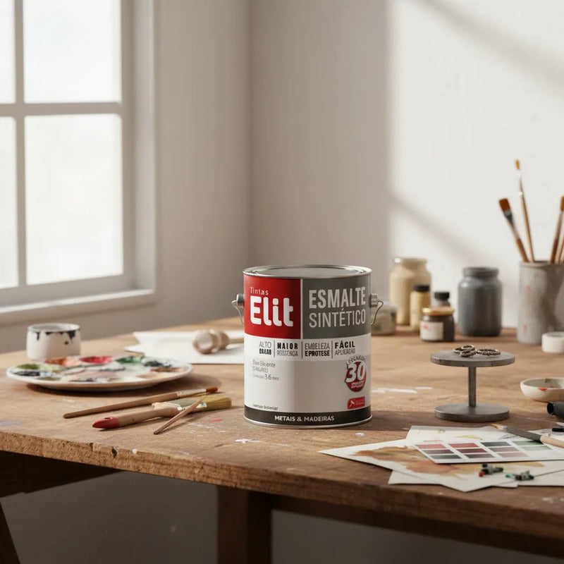 Tinta Esmalte Sintético Elit 3,6l Metais Madeiras Brilho Laranja