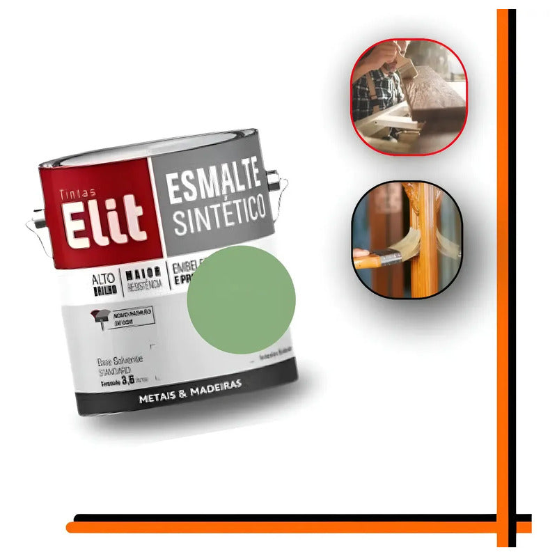 Tinta Esmalte Sintético Elit 3,6l Metais Madeiras Brilho Cor Verde Nilo