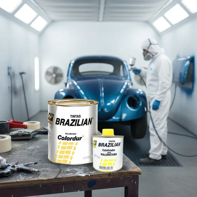 Tinta Pu Azul Safira Vw 74 1/4 675ml + Catalisador Brazilian