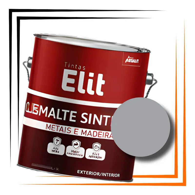 Tinta Esmalte Sintetico Elit 3,6l Secagem Rapida Alto Brilho Cinza Médio Brilhante