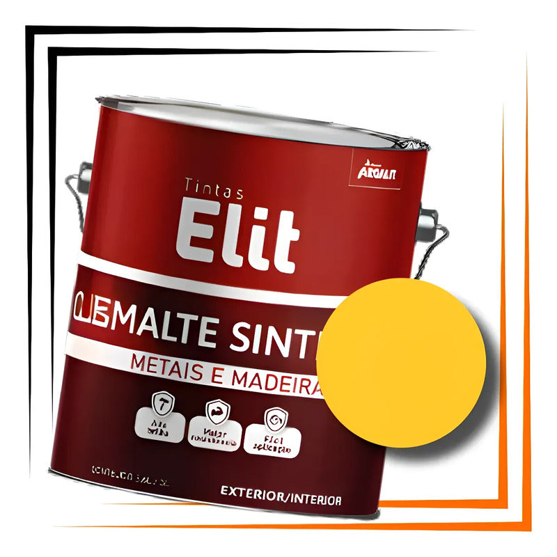 Tinta Esmalte Sintetico Elit 3,6l Secagem Rapida Alto Brilho Amarelo Ouro Brilhante