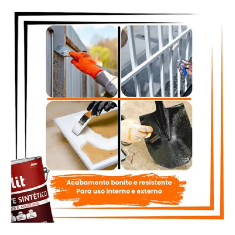 Tinta Esmalte Sintético Elit 3,6l Metais Madeiras Brilho Preto Brilhante