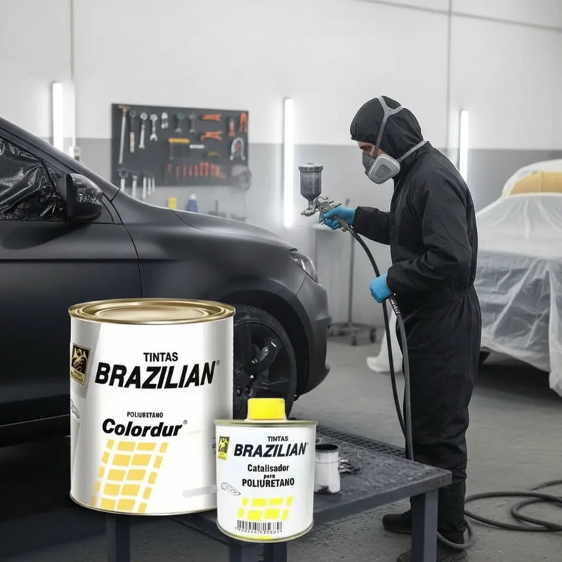 Tinta Pu Preto Fosco 675ml + Catalisador Brazilian