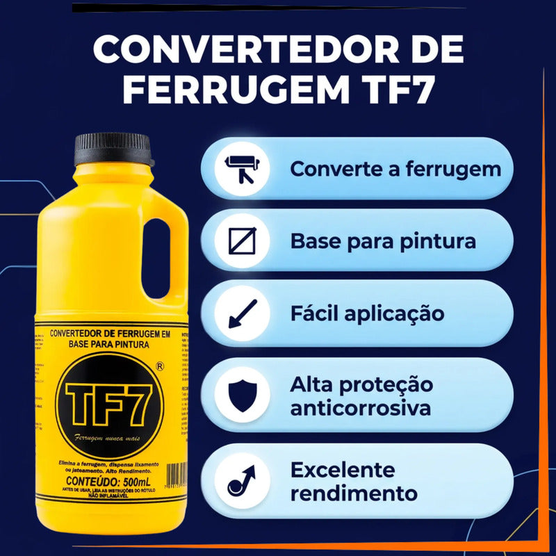 Convertedor De Ferrugem Tf7 500 Ml Neutralizador Ferrugem Amarelo