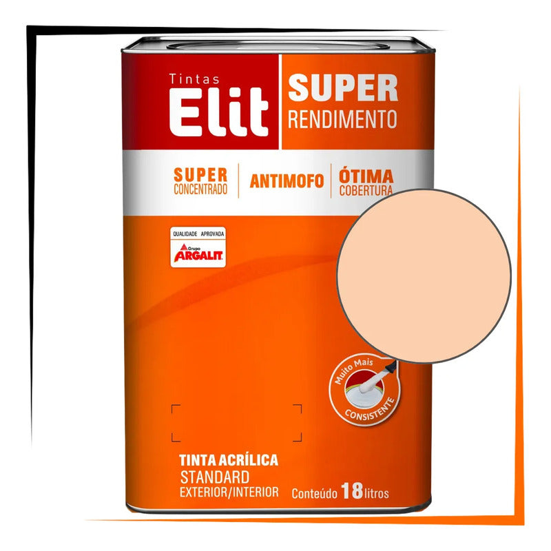 Tinta Acrílica Elit Super Rendimento 18l Exterior/interior Pessego
